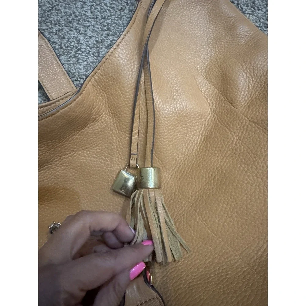 G.I.L.I Terracotta Orange‎ 100% Leather Large Hobo Shoulder Bag Purse Clasp